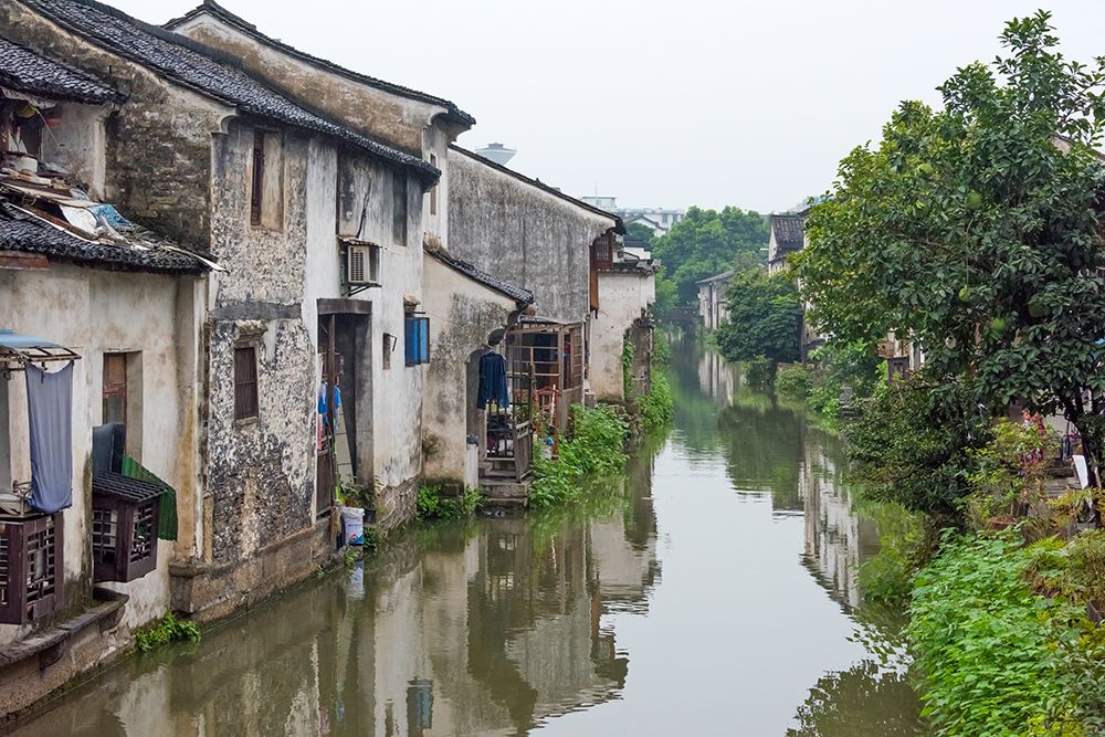 Traditional houses along the Grand Canal-Shaoxing-Zhejiang Province-China art print by Keren Su for $57.95 CAD
