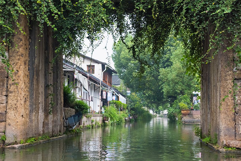 Stone bridge and traditional houses on the Grand Canal-Shaoxing-Zhejiang Province-China art print by Keren Su for $57.95 CAD