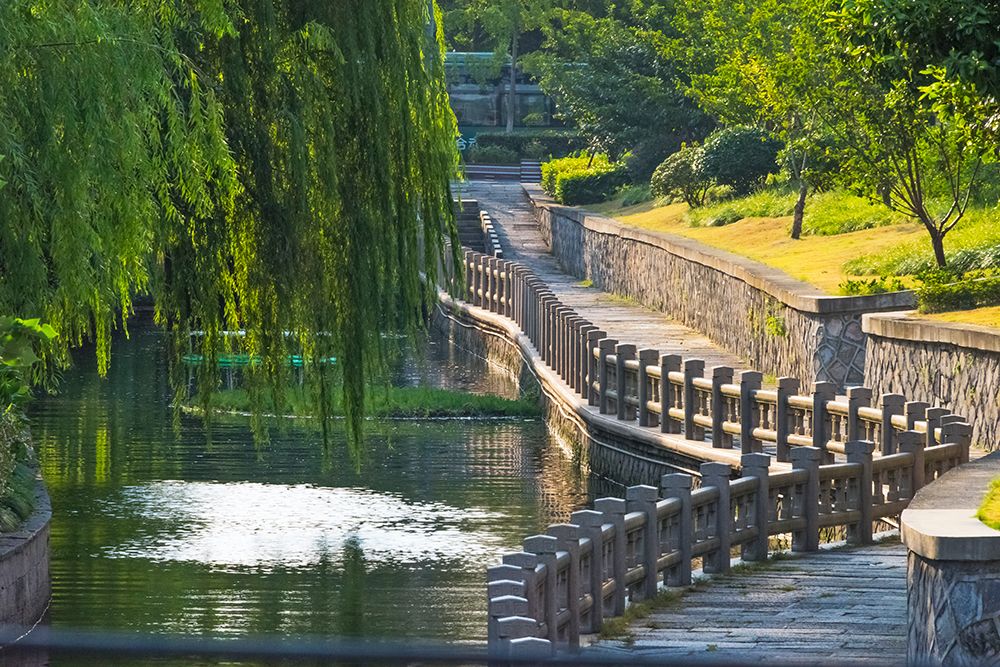 Gongchen Bridge with willow tree-eastern end of the Grand Canal-Hangzhou-Zhejiang Province-China art print by Keren Su for $57.95 CAD