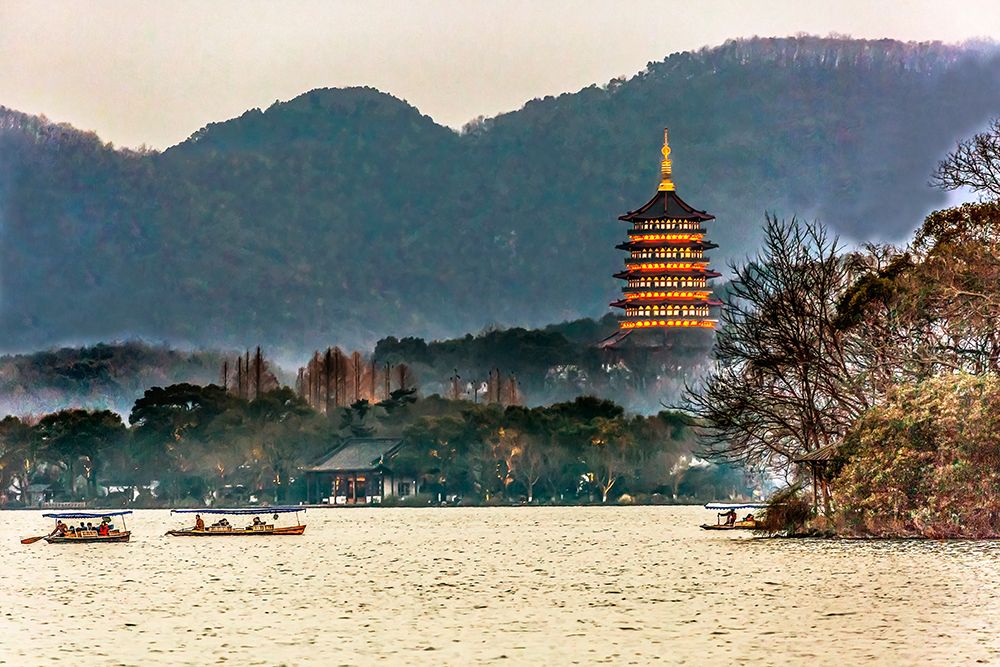 Leifeng Pagoda-Hangzhou-Zhejiang-China. art print by William Perry for $57.95 CAD