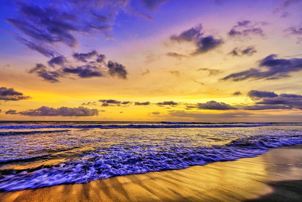 The golden setting sun reflects a gold glow on the beach at Pererenan Beach-Bali-Indonesia art print by Greg Johnston for $57.95 CAD