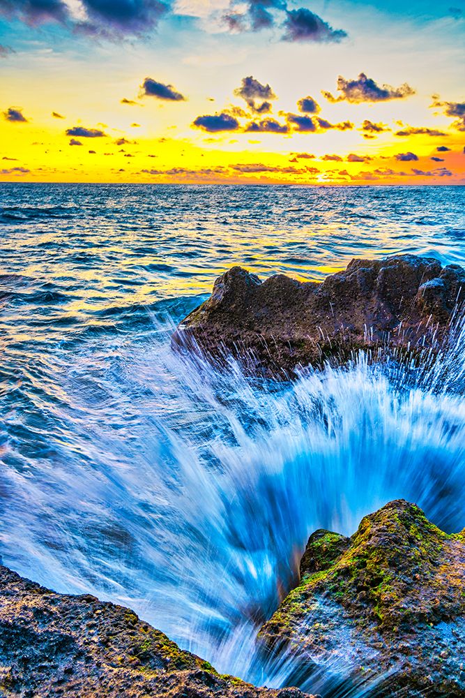 Waves rolling in from the Indian Ocean exploding on the lava shore in Munggu Beach, Bali Indonesia art print by Greg Johnston for $57.95 CAD