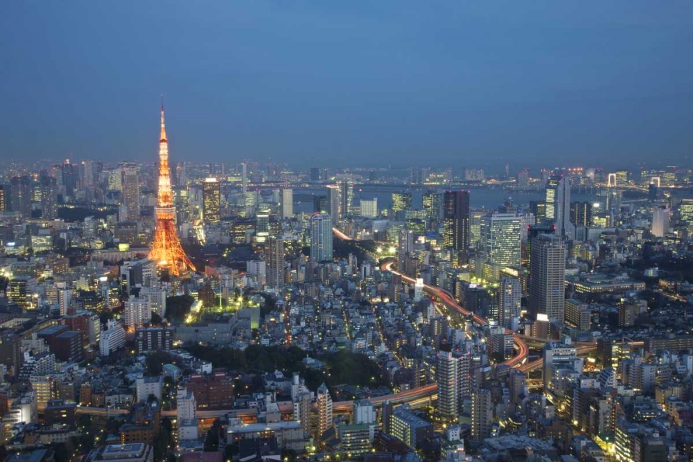 Japan, Tokyo Sunset aerial of downtown art print by Josh Anon for $57.95 CAD