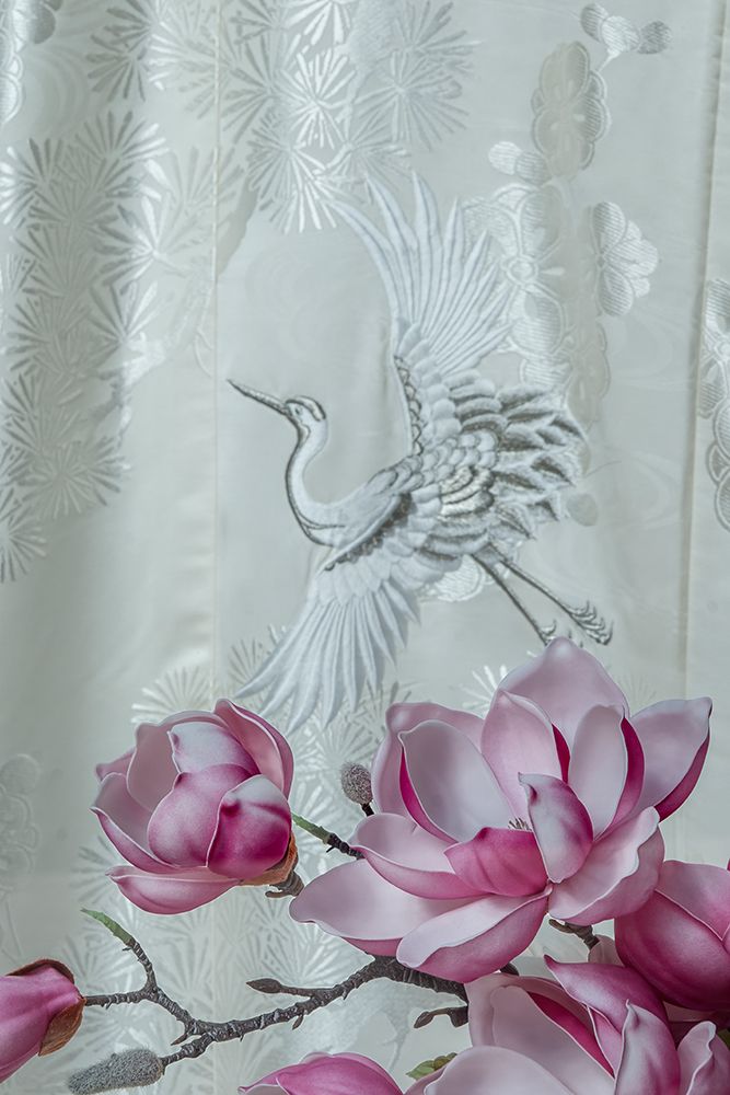 Embroidered silk wedding kimono in store window, Shibuya, Tokyo, Japan art print by Jim Engelbrecht for $57.95 CAD