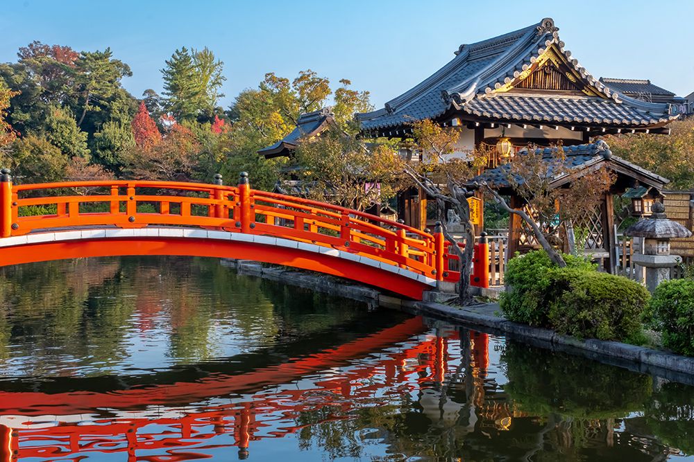 Hosei Bridge and shrine in Shinsenen Garden, Kyoto, Japan art print by Jim Engelbrecht for $57.95 CAD