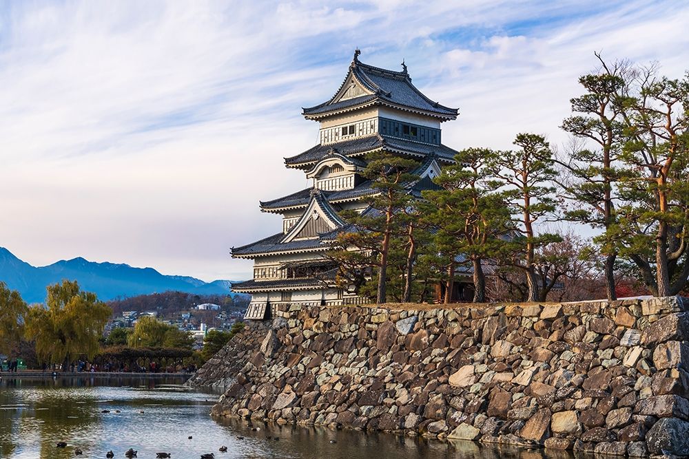 Closeup of the Matsumoto Castle in the golden light of the evening sun-Japan art print by Sheila Haddad for $57.95 CAD