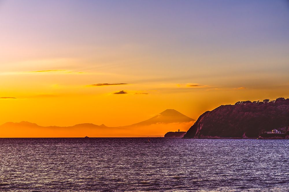 Colorful sunset, Kamakura Beach, Kanagawa, Japan. art print by William Perry for $57.95 CAD