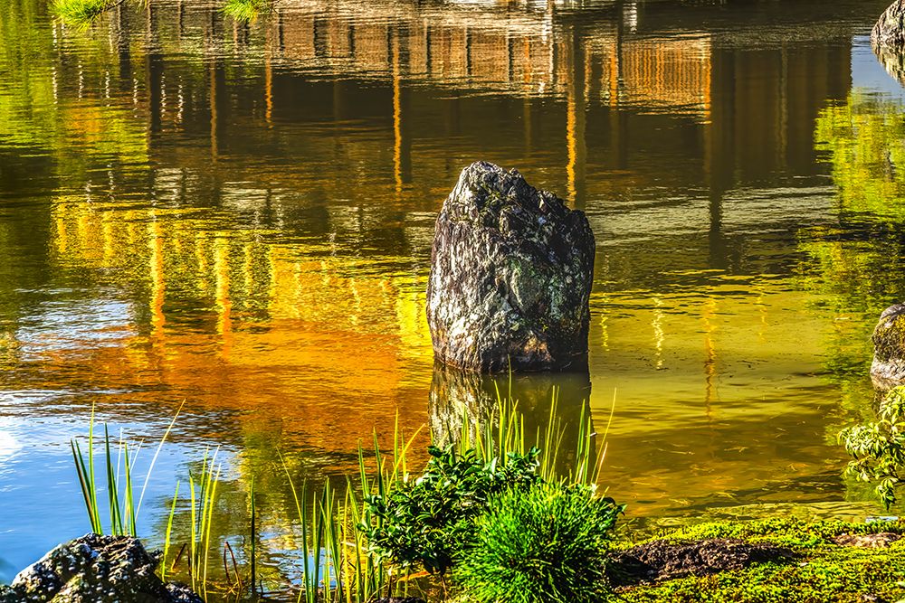 Colorful water reflection, Kinkaku-Ji (Rokuon-Ji) golden pavilion, Kyoto, Japan. Dates to 1397. art print by William Perry for $57.95 CAD