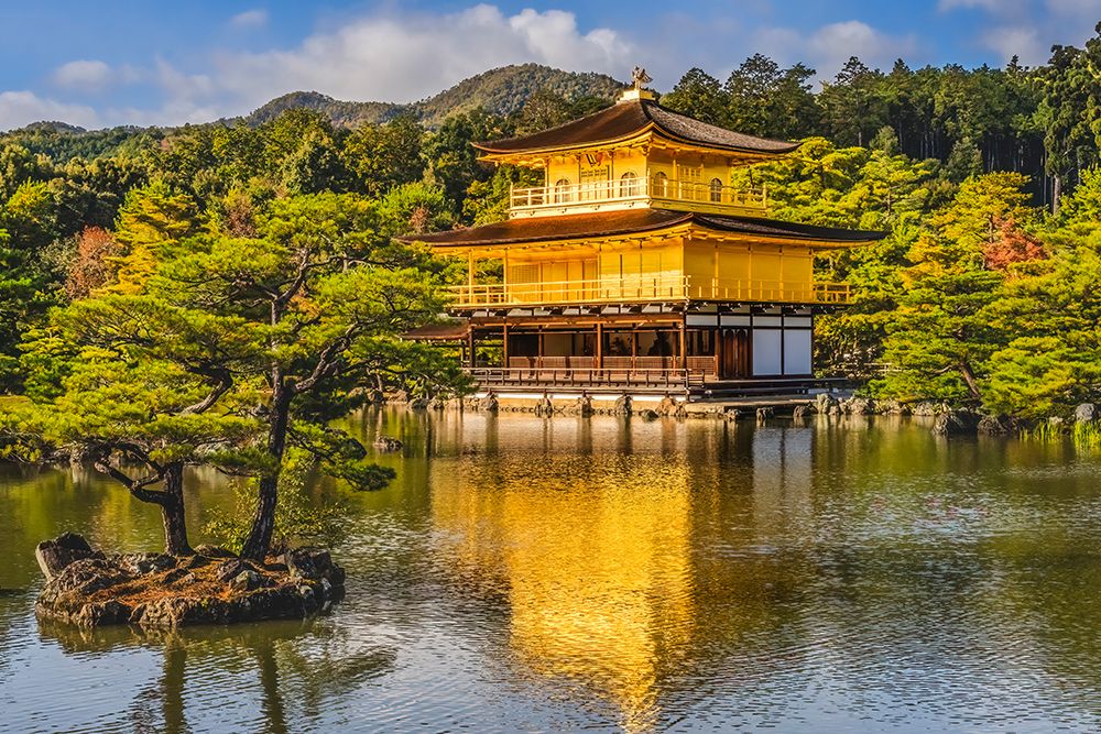 Colorful water reflection, Kinkaku-Ji (Rokuon-Ji) golden pavilion, Kyoto, Japan. Dates to 1397. art print by William Perry for $57.95 CAD