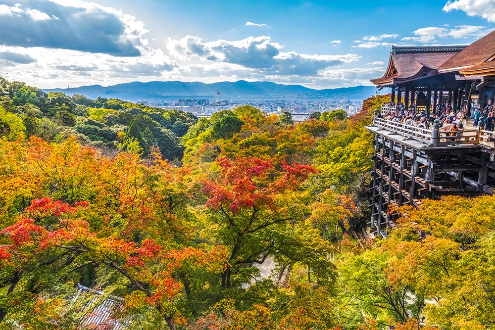 Tourists, Kiyomizu Buddhist Temple, Kyoto, Japan. art print by William Perry for $57.95 CAD