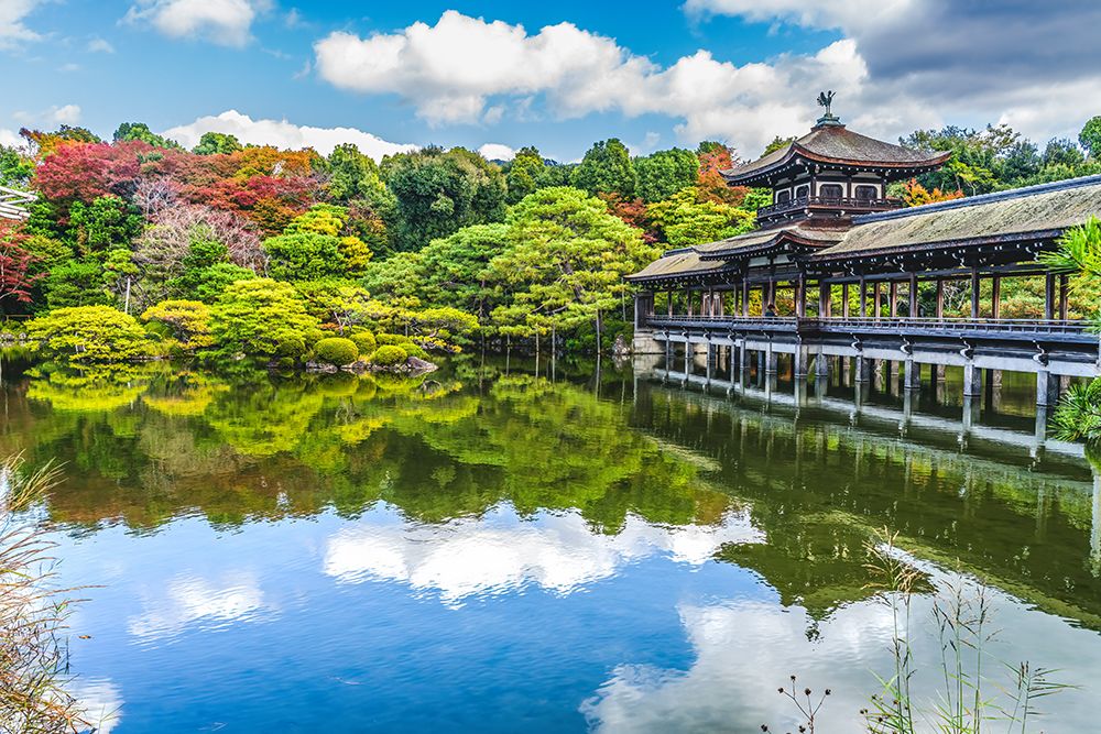 Colorful Autumn, Taihei-kaku, Heian-jingu Shrine, Kyoto, Japan. art print by William Perry for $57.95 CAD