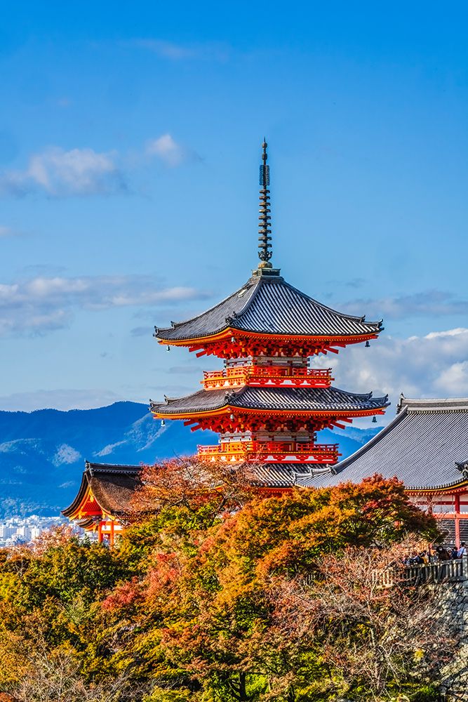 Colorful Autum, Sanjunoto, Three Storied Pagoda, Kiyomizu Buddhist Temple, Kyoto, Japan. art print by William Perry for $57.95 CAD