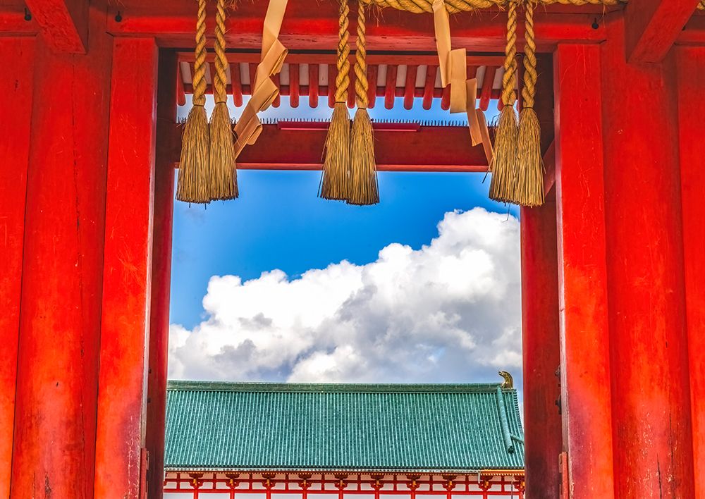 Colorful large red gate Otenmon, Heian-jingu Shrine, Kyoto, Japan. art print by William Perry for $57.95 CAD