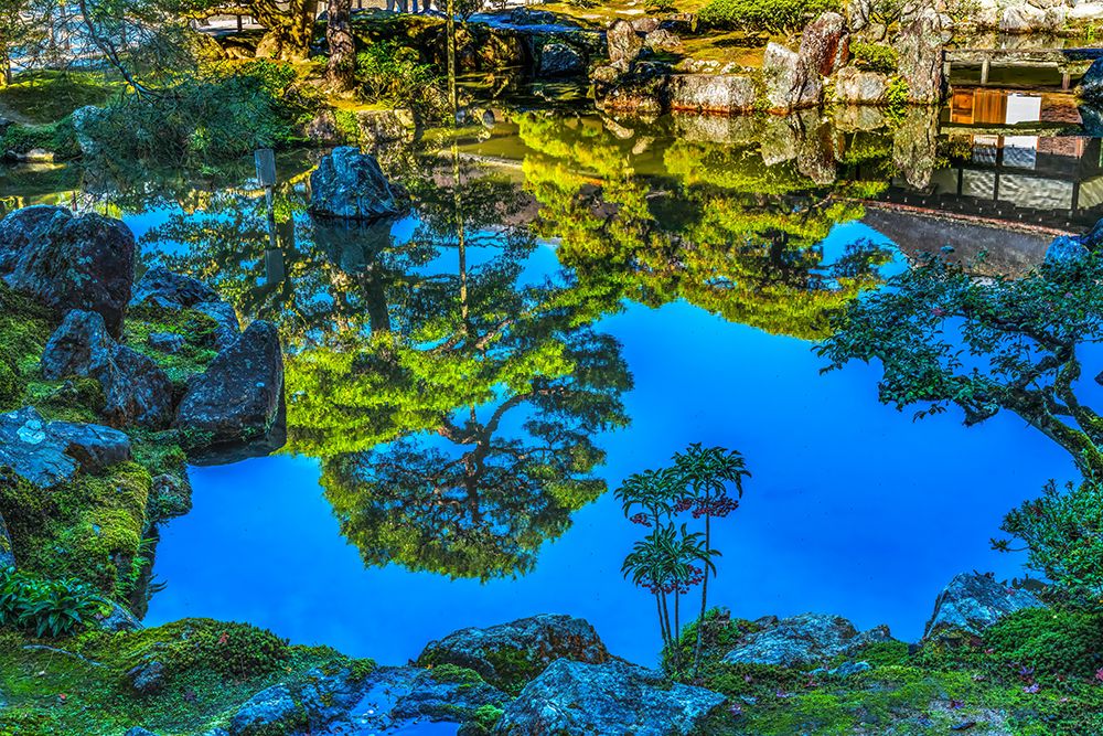 Colorful pond reflection Togu-do Hall, Ginkaku-ji Temple, Kyoto, Japan. Also known as Jisho-ji. art print by William Perry for $57.95 CAD