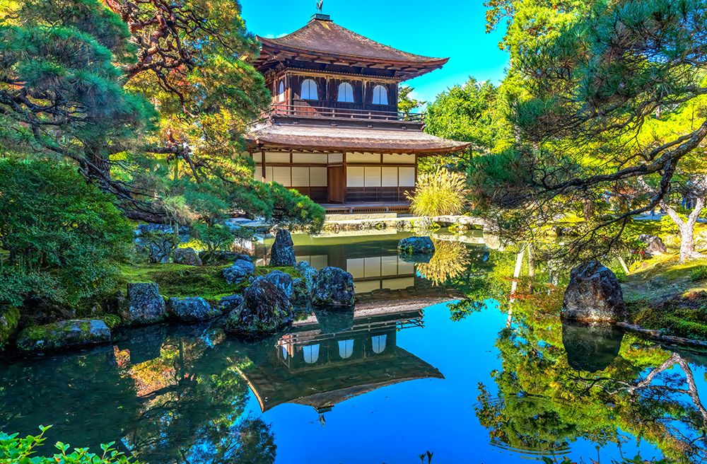 Colorful reflection, Kannon Hall, Ginkakuji (Silver Pavilion) Zen Buddhist Temple, Kyoto, Japan. art print by William Perry for $57.95 CAD