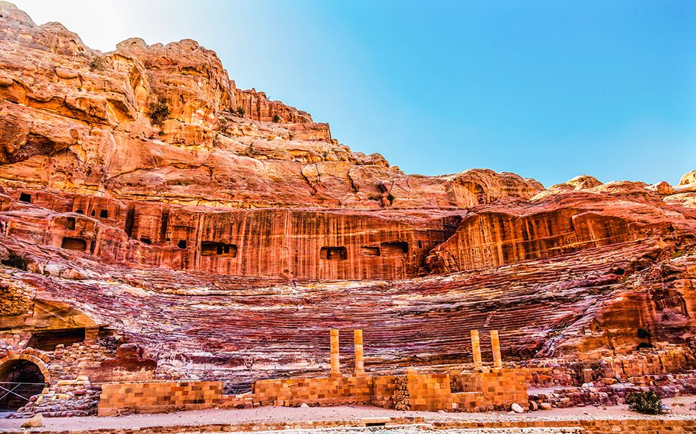 Amphitheater Theatre-Petra-Jordan. Built in Treasury by Nabataeans in 100 AD Seats7,000 people. art print by William Perry for $57.95 CAD