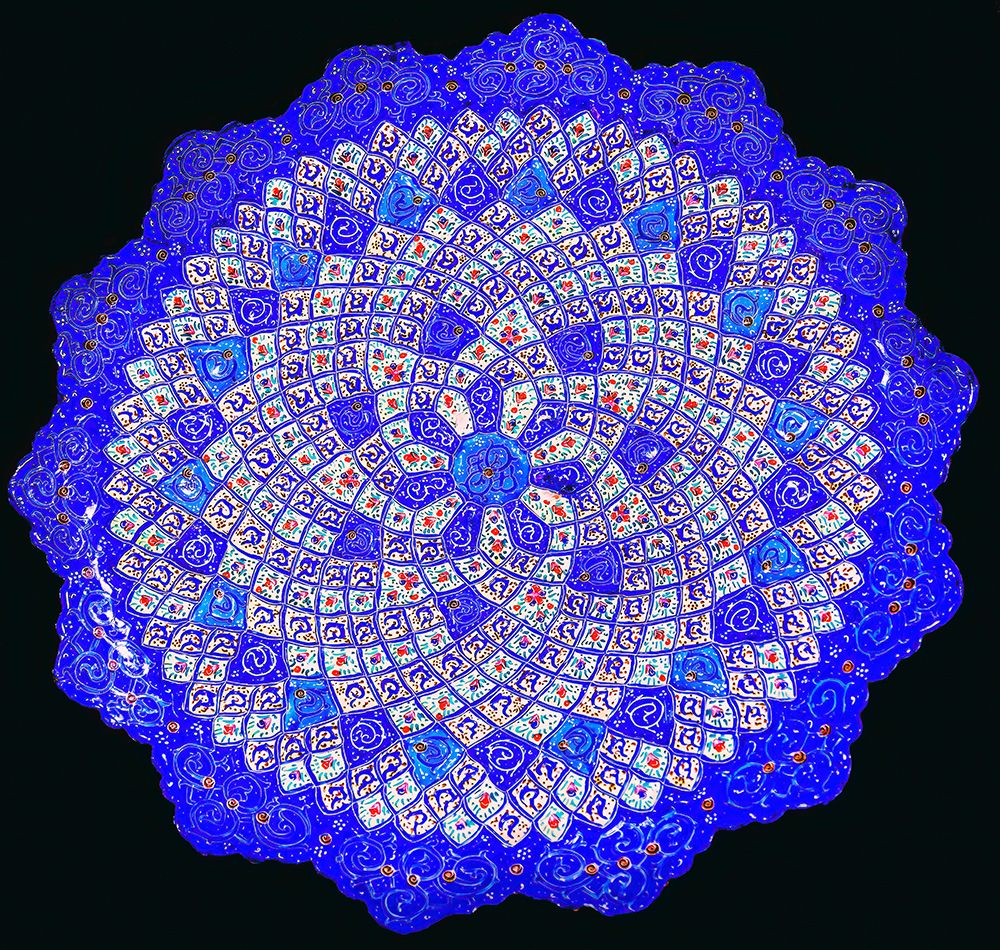 Blue pottery plate-Madaba-Jordan. art print by William Perry for $57.95 CAD