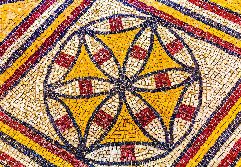 Ancient 6th Century Crusader mosaic Moses Memorial Church-Mount Nebo-Jordan. art print by William Perry for $57.95 CAD