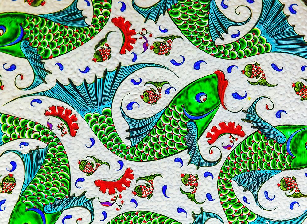 Fish design pottery-Madaba-Jordan. art print by William Perry for $57.95 CAD
