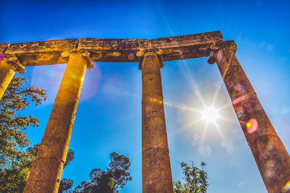 Ionic columns Sun Oval Plaza-Jerash-Jordan. Jerash came to power from 300 BC to 600 AD. art print by William Perry for $57.95 CAD