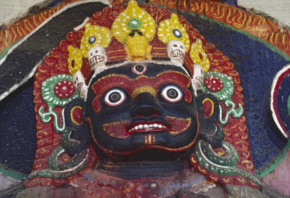 Nepal, Kathmandu, Statue of Kalbairab at a shrine art print by Steve Satushek for $57.95 CAD