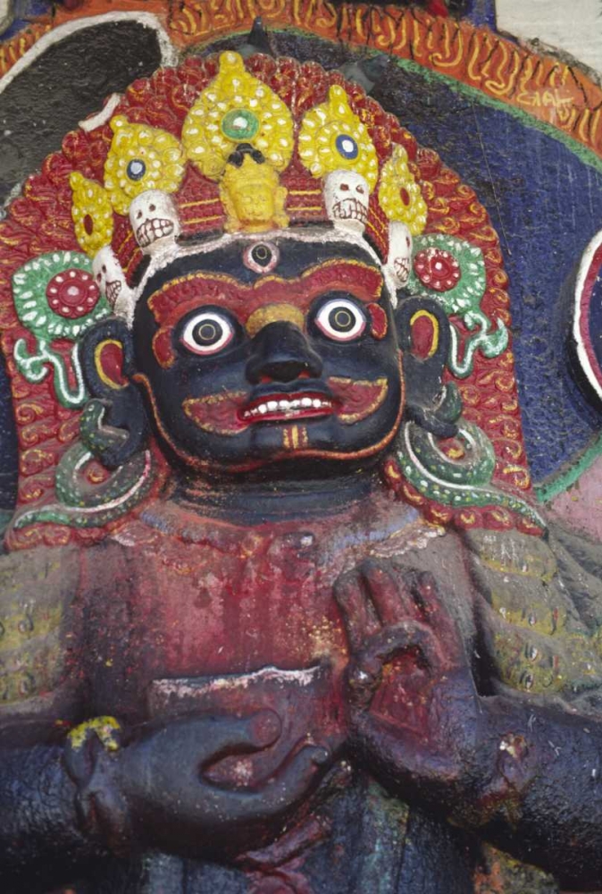 Nepal, Kathmandu, Statue of Kalbairab at a Shrine art print by Steve Satushek for $57.95 CAD