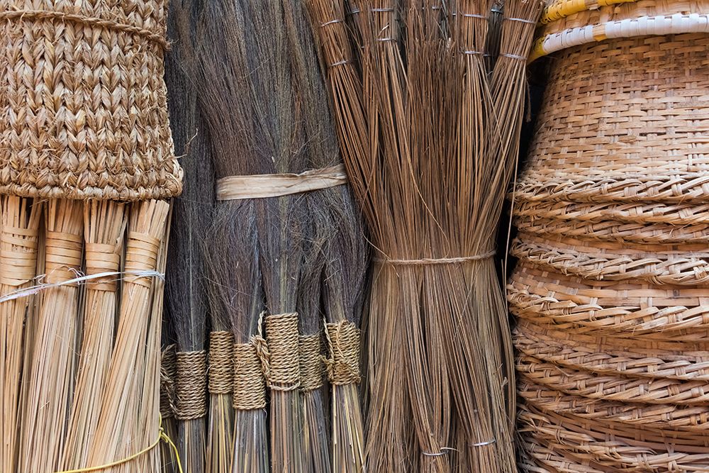 Selling brooms and baskets in Bhaktapur Durbar Square-UNESCO World Heritage site-Bhaktapur-Nepal art print by Keren Su for $57.95 CAD