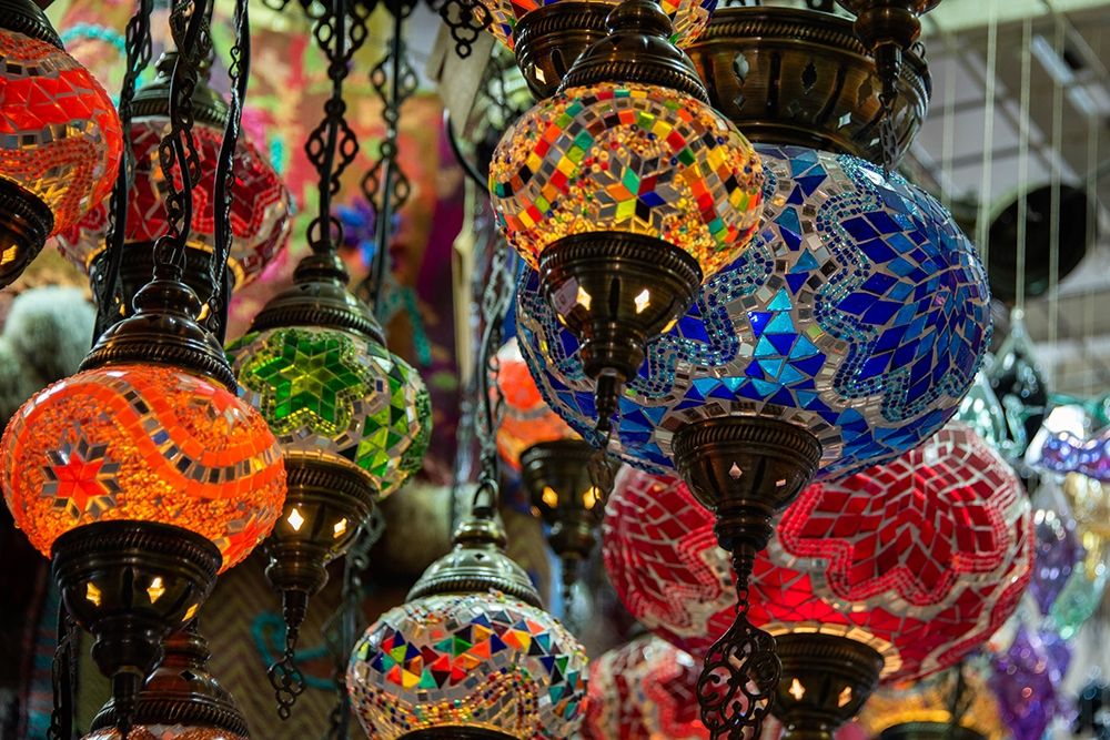 Oman-capital city of Muscat-Muttrah Souk Typical colorful glass lamps art print by Cindy Miller Hopkins for $57.95 CAD
