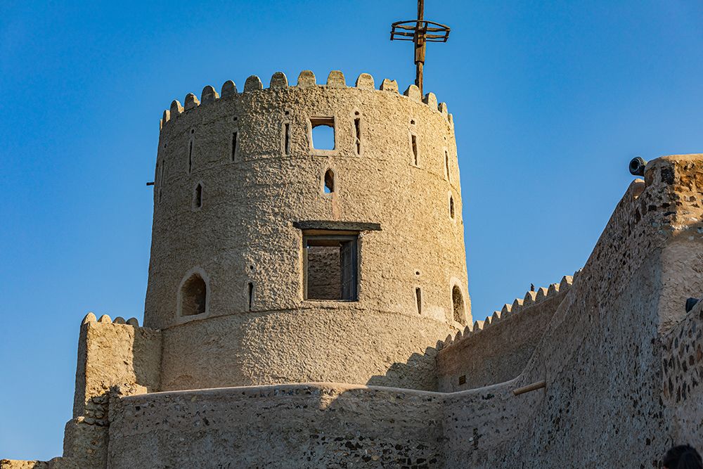 Middle East-Arabian Peninsula-Oman-Muscat-Muttrah-A tower at Muttrah Fort art print by Emily Wilson for $57.95 CAD