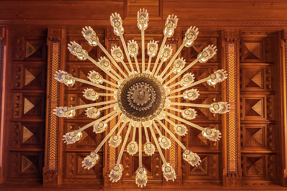 Middle East-Arabian Peninsula-Oman-Muscat-Chandelier in the Sultan Qaboos Grand Mosque in Muscat art print by Emily Wilson for $57.95 CAD