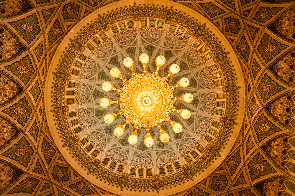The ceiling of the mens prayer room in the Sultan Qaboos Grand Mosque-Muscat-Oman art print by Sergio Pitamitz for $57.95 CAD