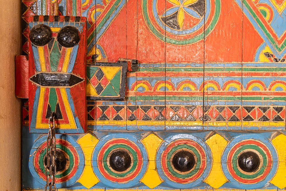 Saudi Arabia, Riyadh. Colorfully painted door in Najd Village. art print by Emily M. Wilson for $57.95 CAD