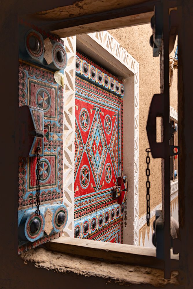 Saudi Arabia, Riyadh. Colorfully painted window in Najd Village. art print by Emily M. Wilson for $57.95 CAD