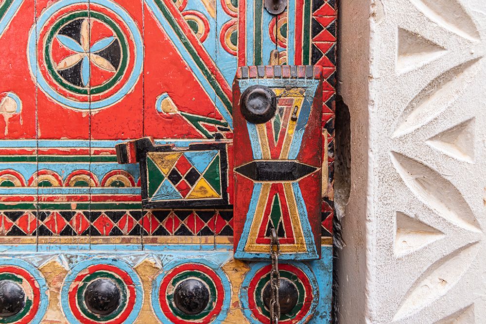 Saudi Arabia, Riyadh. Colorfully painted door in Najd Village. art print by Emily M. Wilson for $57.95 CAD