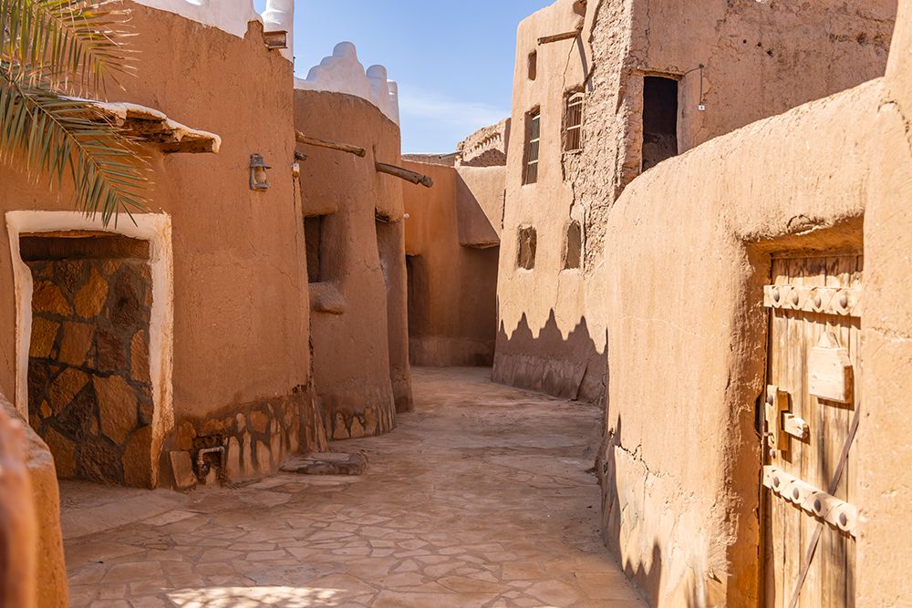 Ushaiger Heritage Village, Riyadh, Saudi Arabia. Twisting alleyway. art print by Emily M. Wilson for $57.95 CAD