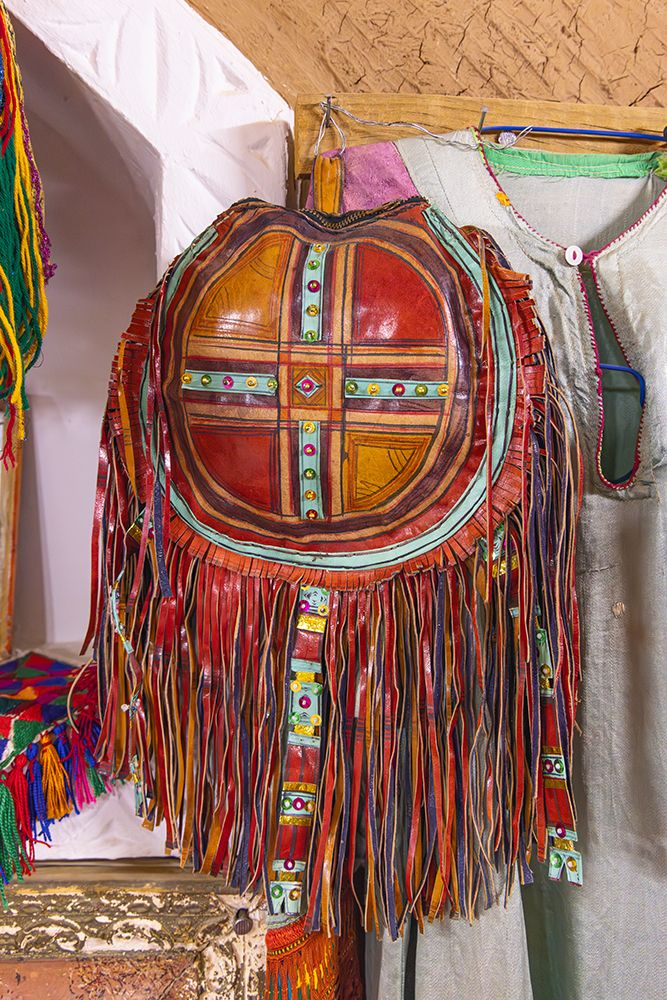 Ushaiger Heritage Village, Riyadh, Saudi Arabia. Colorful beaded bag. art print by Emily M. Wilson for $57.95 CAD