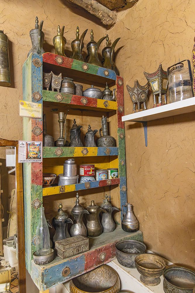 Ushaiger Heritage Village, Riyadh, Saudi Arabia. Coffee and tea pots. art print by Emily M. Wilson for $57.95 CAD