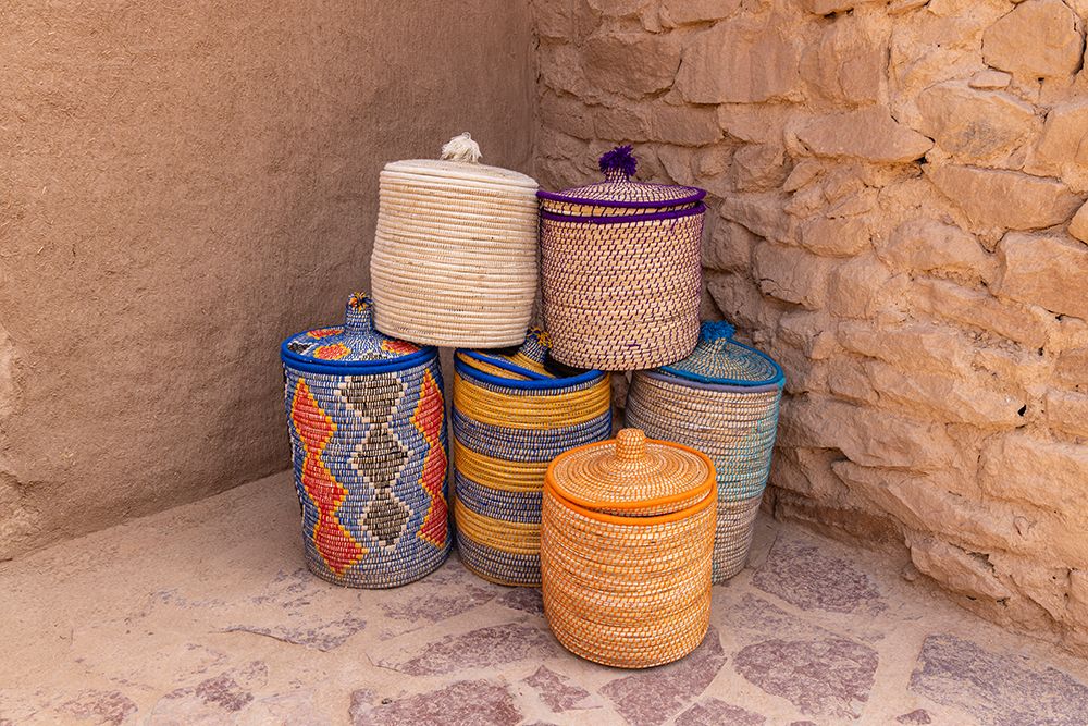 Saudi Arabia, Medina. Colorful baskets in old town Al-Ula. art print by Emily M. Wilson for $57.95 CAD