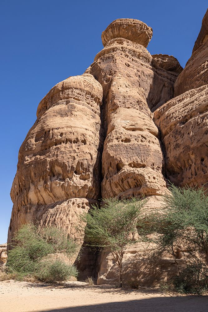 Saudi Arabia, Medina, Al-Ula, Hegra. Desert rock formations at the Hegra Archaeological Area. art print by Emily M. Wilson for $57.95 CAD