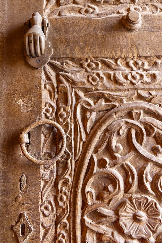 Saudi Arabia, Mecca, Jeddah, Al-Balad. Metal pull on a wooden door in the Al-Balad district. art print by Emily M. Wilson for $57.95 CAD
