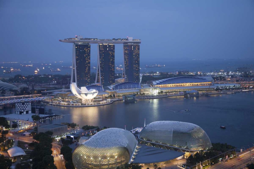 Singapore Sunrise over the downtown cityscape art print by Jim Zuckerman for $57.95 CAD