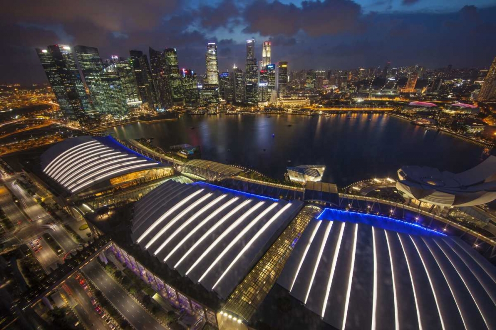Singapore Downtown overview at night art print by Jim Zuckerman for $57.95 CAD