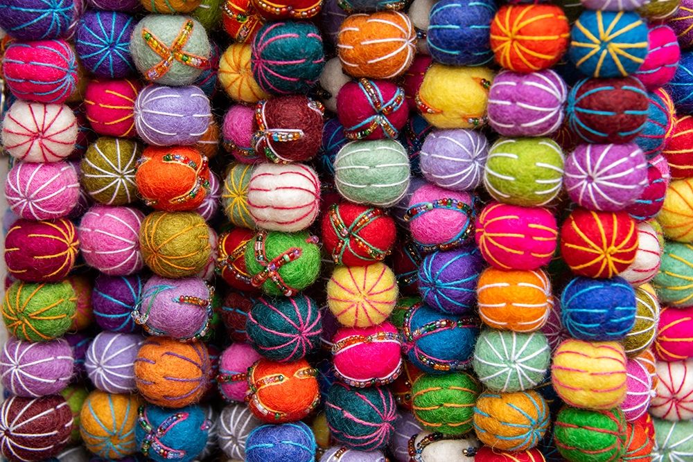 Singapore-Chinatown Detail of typical textile round wool hanging ball souvenirs art print by Cindy Miller Hopkins for $57.95 CAD