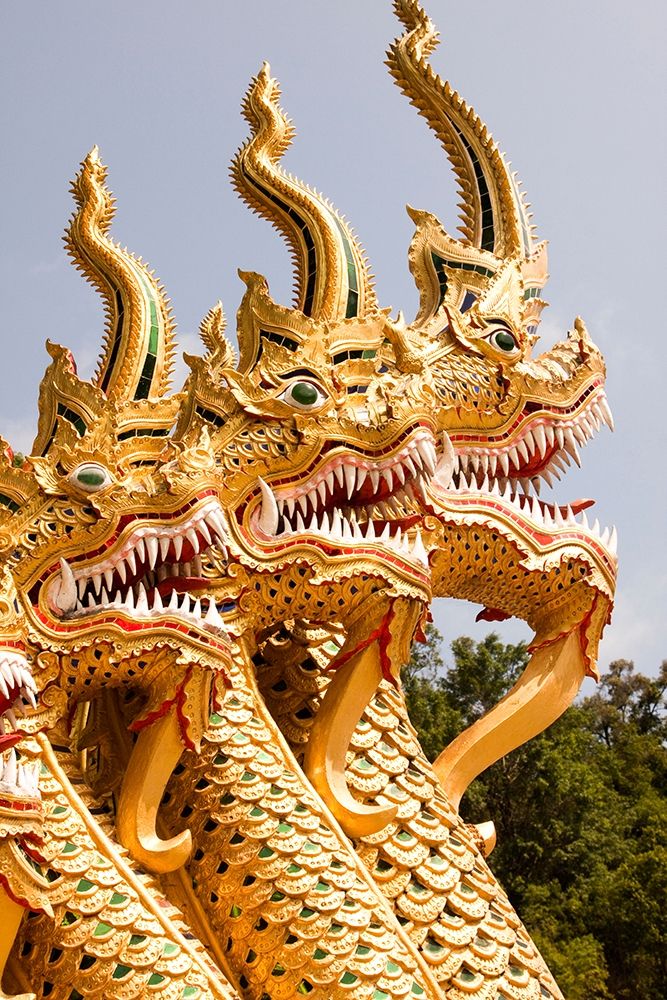 Thailand Golden dragons at a temple art print by Tom Haseltine for $57.95 CAD