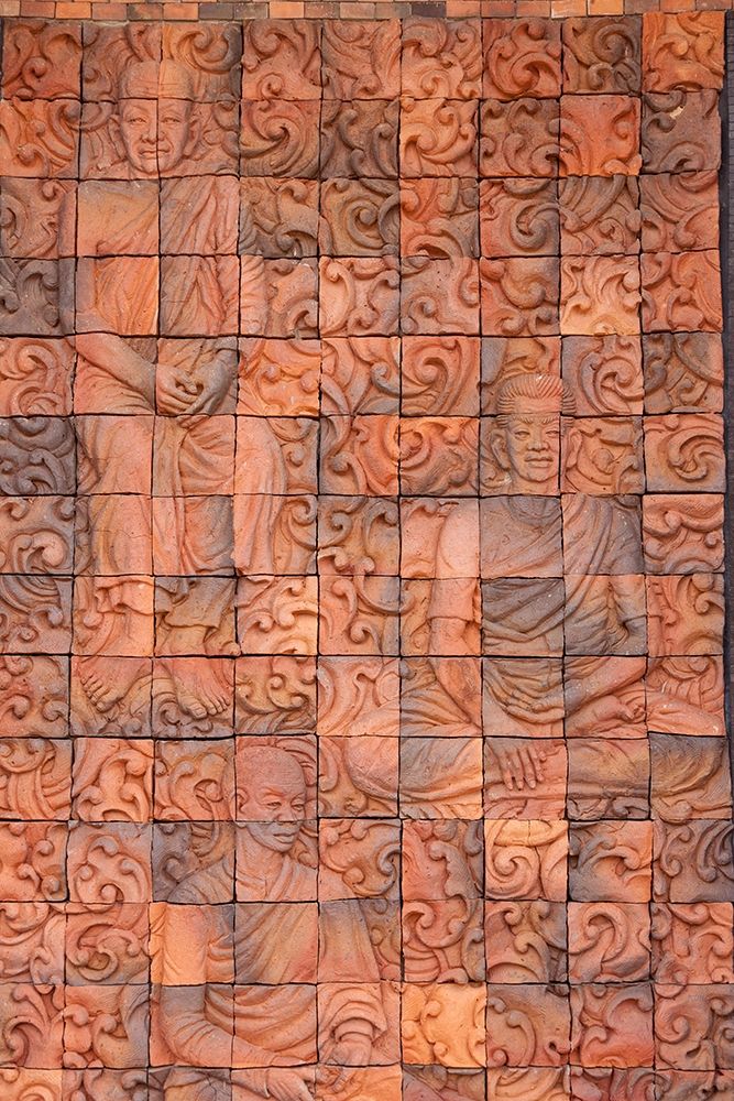 Thailand-Nong Khai Province Bas relief in tiles depicting monks art print by Tom Haseltine for $57.95 CAD