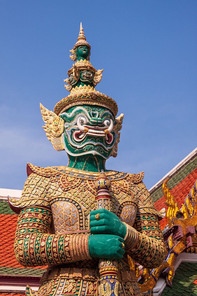 Thailand- Bangkok. Yaksha- demon depicted in the Ramayana- guarding Wat Phra Kaew art print by Tom Haseltine for $57.95 CAD