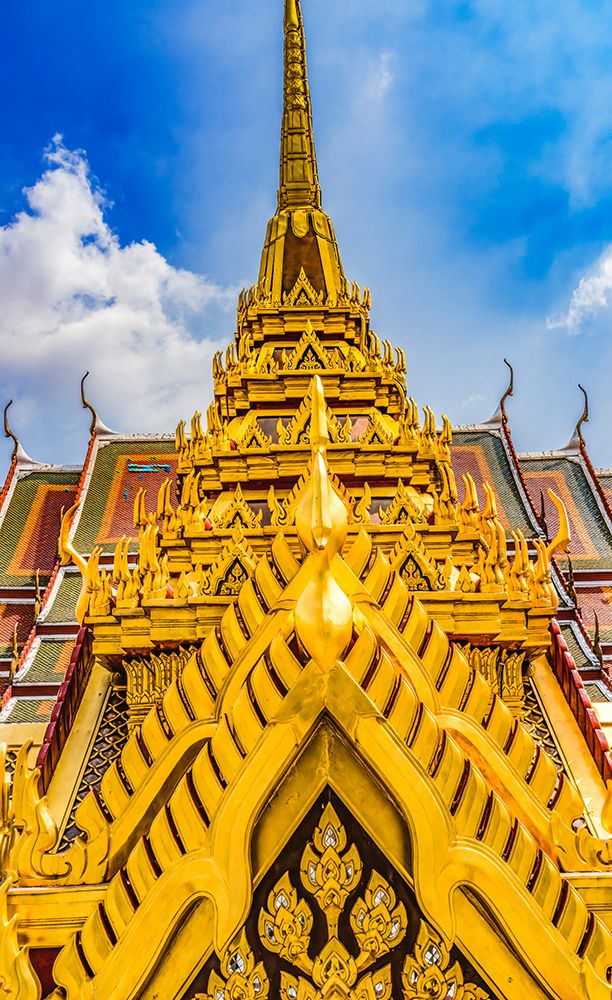 Ornate spire, Loha Prasat, Wat Ratchanatdaram, Worawihan, Bangkok, Thailand. 37 Spires. art print by William Perry for $57.95 CAD