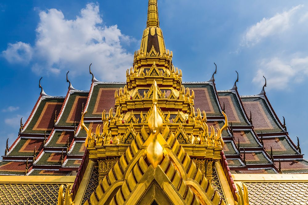 Ornate spire, Loha Prasat, Wat Ratchanatdaram, Worawihan, Bangkok, Thailand. 37 Spires. art print by William Perry for $57.95 CAD