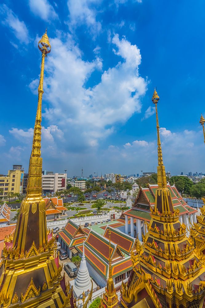 Spires Temple Loha Prasat, Wat Ratchanatdaram, Worawihan, Bangkok, Thailand. art print by William Perry for $57.95 CAD