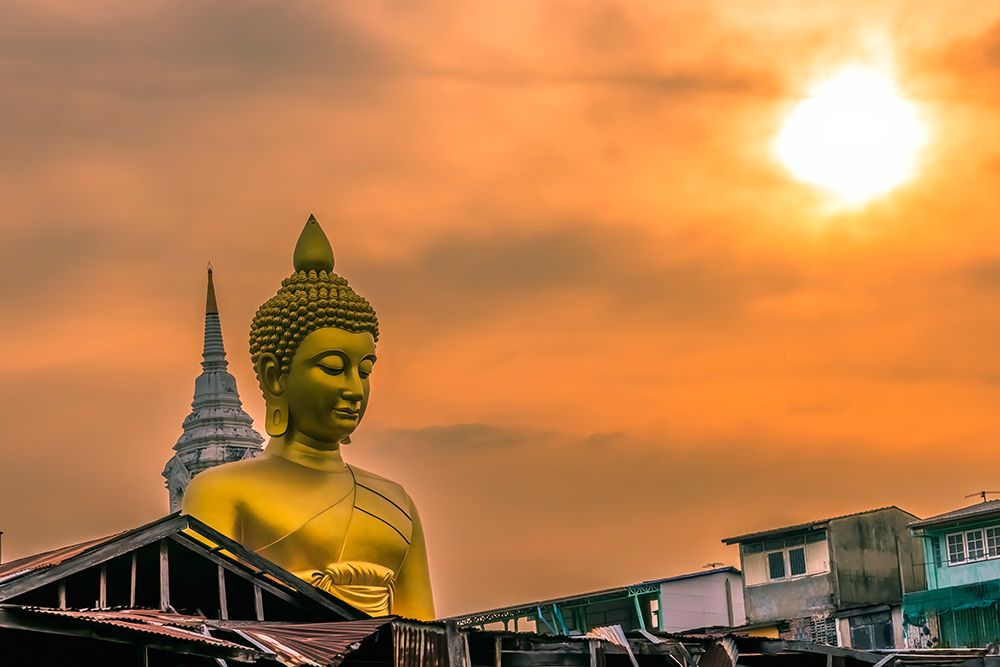 Large Buddha, Wat Paknam, Bangkok, Thailand. art print by William Perry for $57.95 CAD